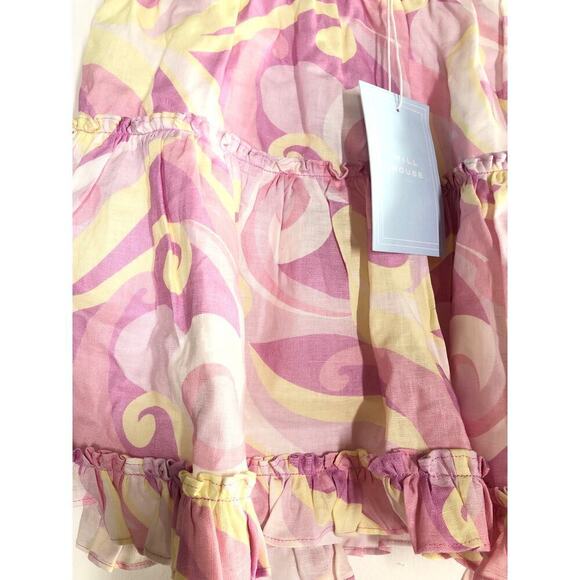Hill House The Paz Skirt Linen Tiered Ruffle Mini Candy Kaleidoscope NWT Medium - Picture 6 of 9